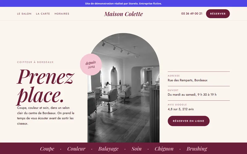 Site de démonstration : salon de coiffure